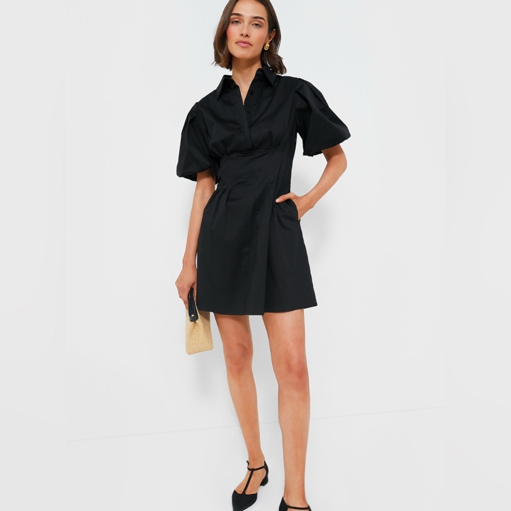 Elegant TUCKERNUCK Black Puff Sleeve Dress NEW M
